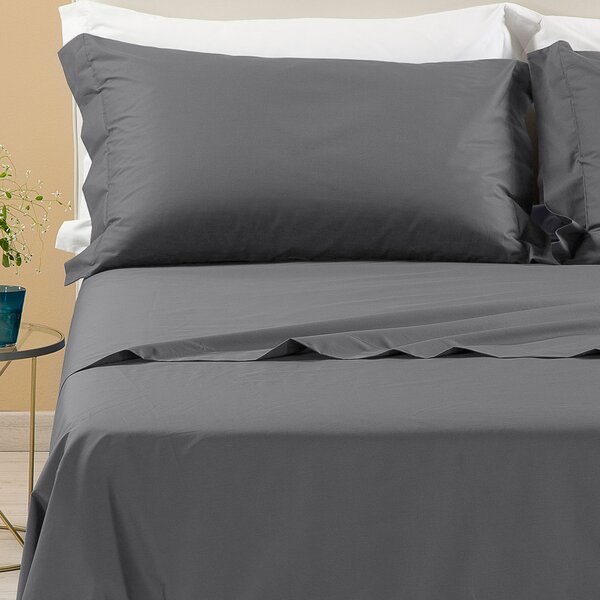 Completo Lenzuola In Percalle Percalle Singolo Dreaming Tinta Unita Grigio Caleffi