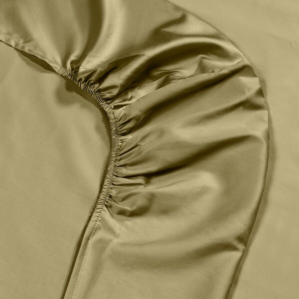 Completo Lenzuola In Raso Di Cotone Raso Matrimoniale Dreaming Tinta Unita Green Caleffi