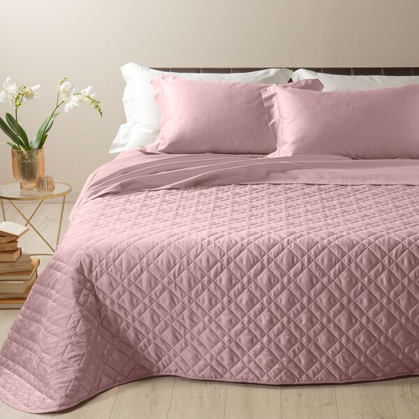 Copriletto Trapuntato In Raso Di Cotone Raso Matrimoniale Dreaming Tinta Unita Rosa Caleffi