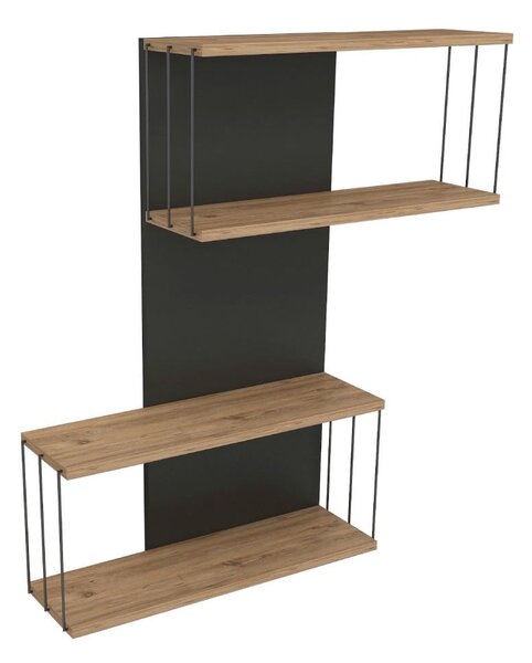 Scaffale a castello in pino decorato in antracite e naturale 65 cm Destan - Kalune Design