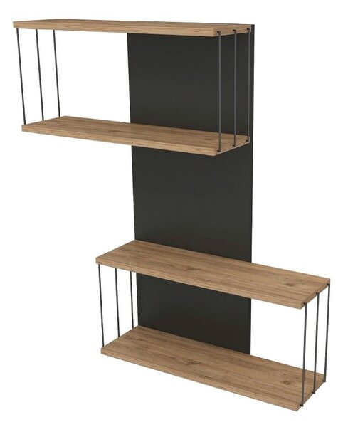 Scaffale a castello in pino decorato in antracite e naturale 65 cm Destan - Kalune Design