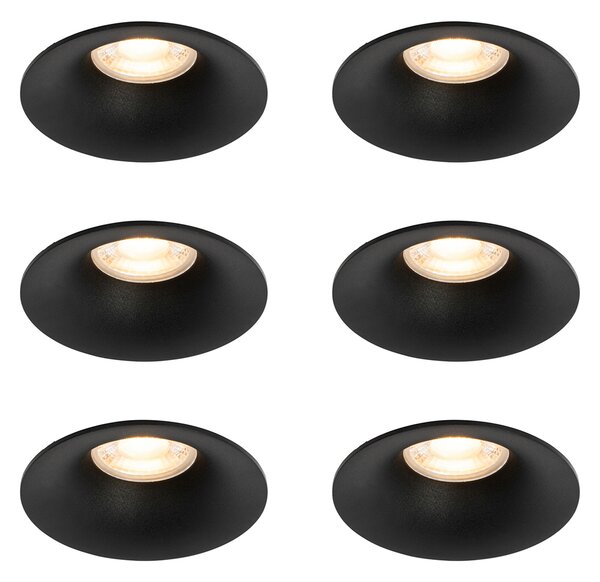 Set di 6 faretti incasso neri GU10 50mm - Gijs
