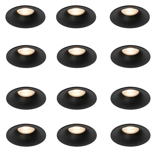 Set di 12 faretti incasso neri GU10 50mm - Gijs