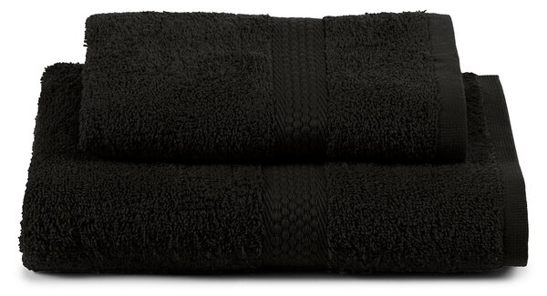 Asciugamano Con Ospite In Cotone Minorca Standard Spugnissima Tinta Unita Nero Caleffi