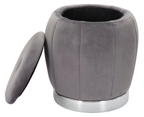 Pouf, contenitore apribile in legno PARIS dimensioni 43x43xh 43 cm peso 4,0 kg, rivestimento intessuto imbottito grigio
