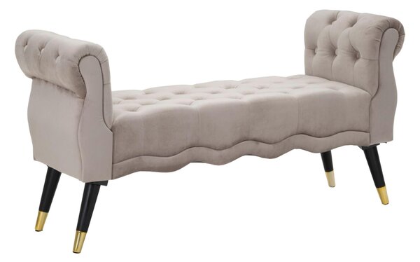 Panca in legno e velluto, Telaio Dorato BENCH PARIS GRIGIO/GOLD Dimensioni 120x40x h 60 cm peso 15 kg rivestimento colore Grigio