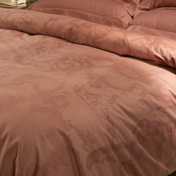 Completo Copripiumino In Raso Di Cotone Geo Terracotta Matrimoniale Alviero Martini 1A Classe Geo Caleffi