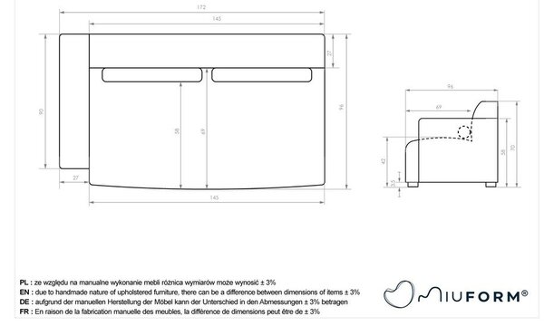 Divano componibile in grigio chiaro (con penisola a sinistra) Flex Felix – Miuform