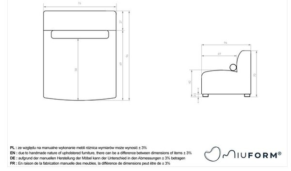 Divano componibile beige (solo con parte centrale) Flex Felix – Miuform