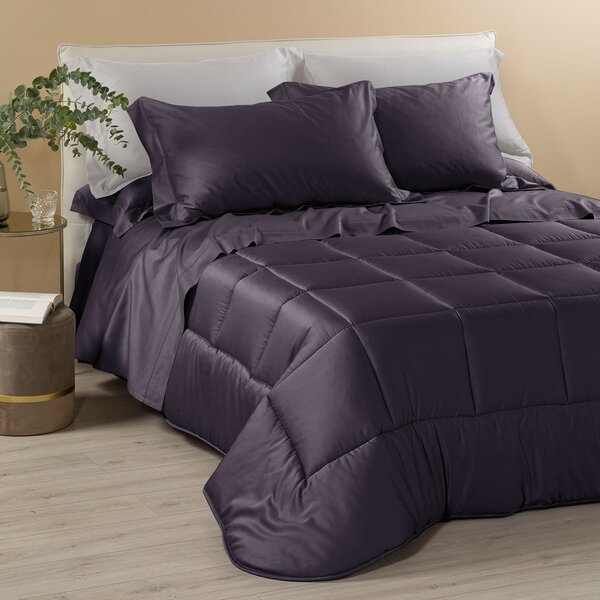 Trapunta In Raso Di Cotone Raso Matrimoniale Dreaming Tinta Unita Black Caleffi