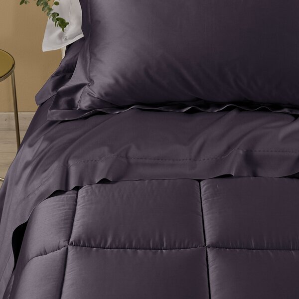 Trapunta In Raso Di Cotone Raso Matrimoniale Dreaming Tinta Unita Black Caleffi