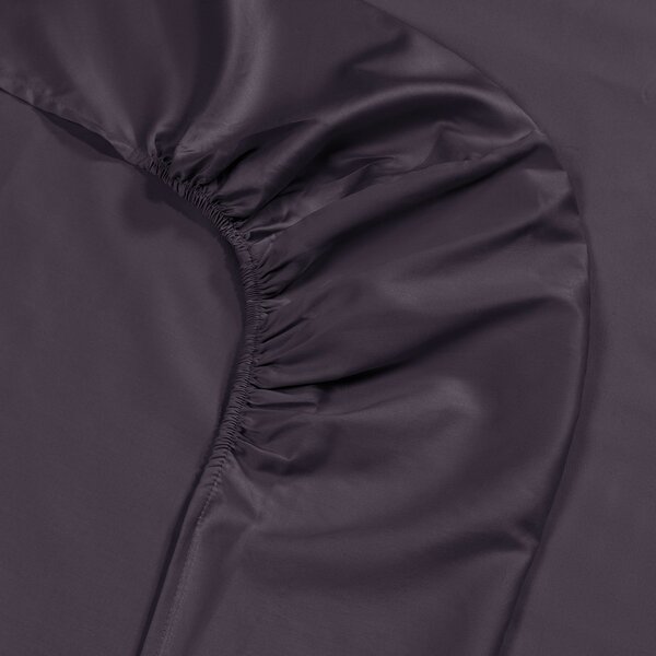 Completo Lenzuola In Raso Di Cotone Raso Matrimoniale Dreaming Tinta Unita Black Caleffi