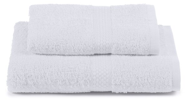 Asciugamano Con Ospite In Cotone Minorca Standard Spugnissima Tinta Unita Bianco Caleffi