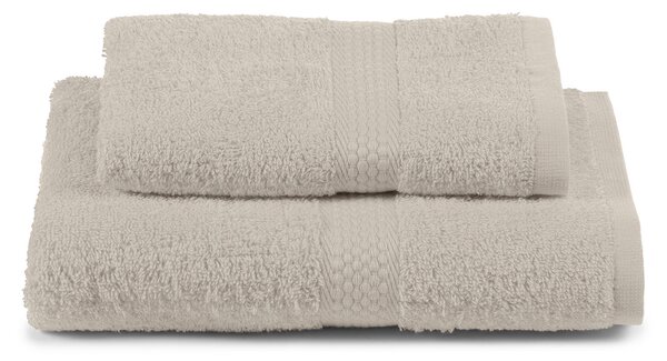 Asciugamano Con Ospite In Cotone Minorca Standard Spugnissima Tinta Unita Naturale Caleffi