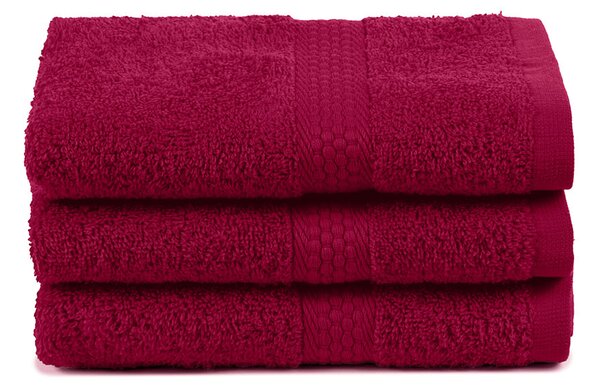 Asciugamano Ospite In Cotone Minorca 3 Pezzi Spugnissima Tinta Unita Bordeaux Caleffi