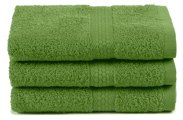 Asciugamano Ospite In Cotone Minorca 3 Pezzi Spugnissima Tinta Unita Verde Caleffi