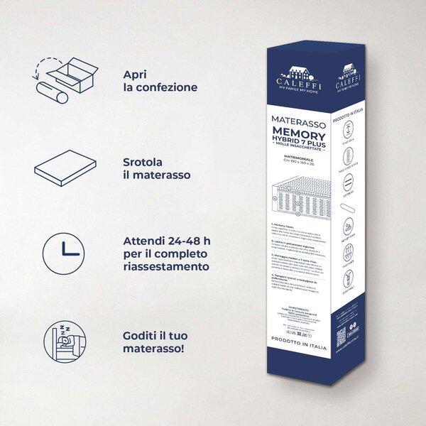 Materasso SINGOLO Memory Hybrid 7 Plus UNICA Poliestere Caleffi
