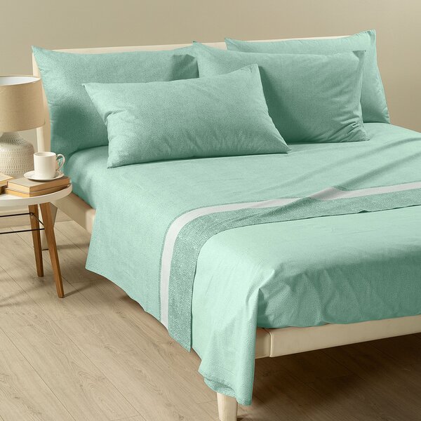 Completo Lenzuola SINGOLO Nevada2 GREEN Cotone Caleffi