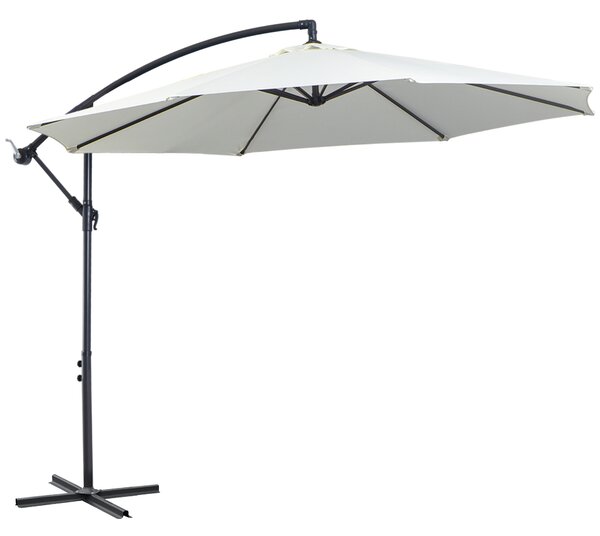 Outsunny Ombrellone da Esterni Struttura in Acciaio e Poliestere Impermeabile Anti-UV Φ300x250cm Crema|Aosom