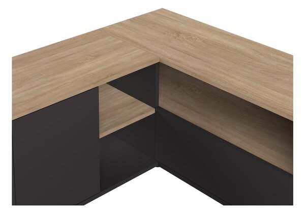 Tavolo TV in rovere decorato in nero e naturale 90x45 cm Angle - TemaHome