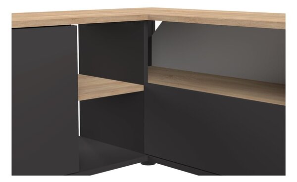 Tavolo TV in rovere decorato in nero e naturale 90x45 cm Angle - TemaHome