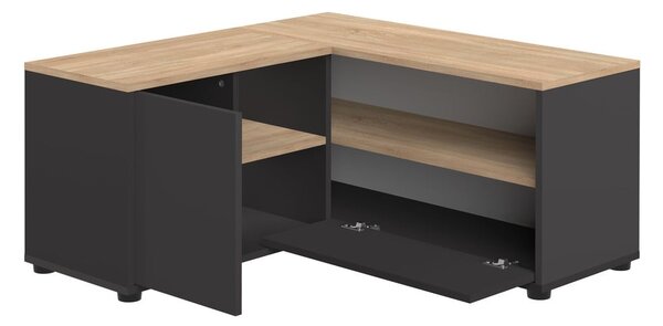 Tavolo TV in rovere decorato in nero e naturale 90x45 cm Angle - TemaHome