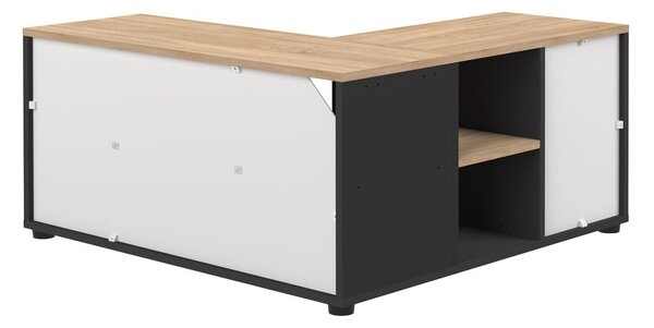 Tavolo TV in rovere decorato in nero e naturale 90x45 cm Angle - TemaHome