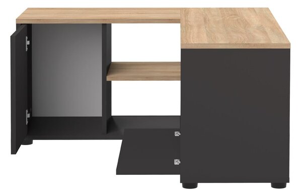 Tavolo TV in rovere decorato in nero e naturale 90x45 cm Angle - TemaHome