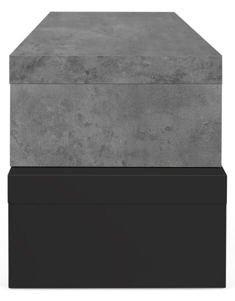 Tavolo TV doppio nero con decoro in cemento , 125 x 40 cm Cliff - TemaHome