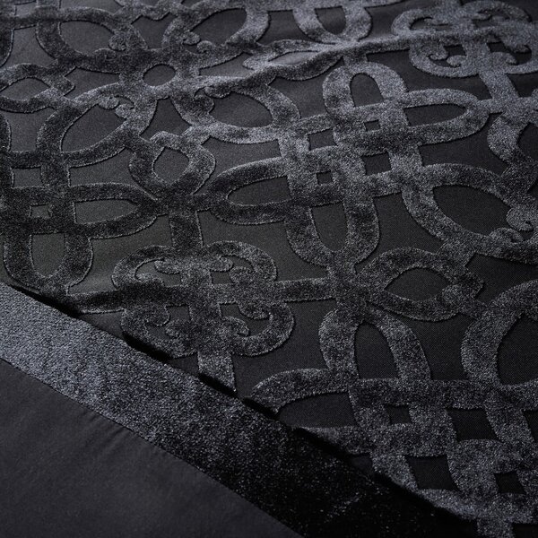Set copripiumino e federa nero in velluto per letto matrimoniale e per letto esteso 230x220 cm Lattice Cut – Catherine Lansfield