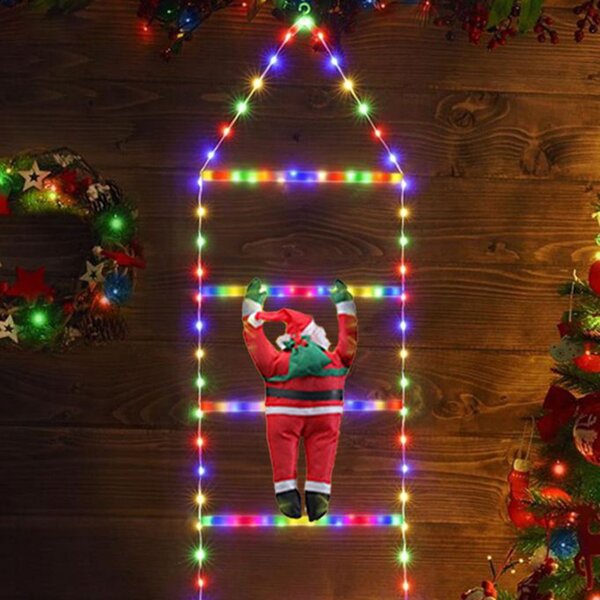 Babbo Natale su scaletta luminosa 90 Led Multicolore Wisdom