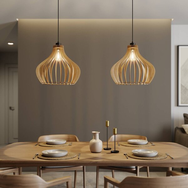 Lampada a sospensione Faje Envostar, dimmerabile, Legno chiaro, Soggiorno / Sala da pranzo, Legno, Scandinavo, Lampada a sospensione