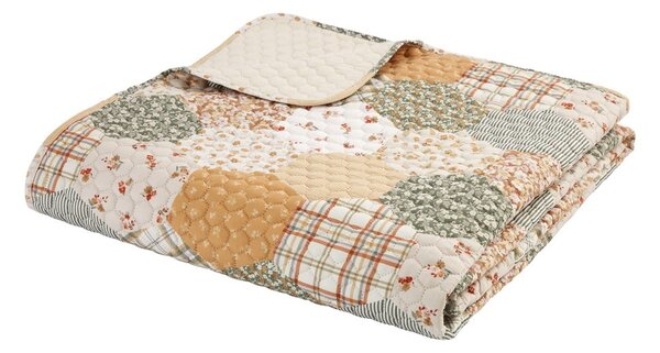 Copriletto trapuntato giallo e beige 220x230 cm Floral Patchwork - Catherine Lansfield