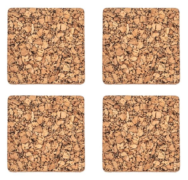 Sottobicchieri in sughero di colore naturale in set di 4 pezzi Querco - ZicZac