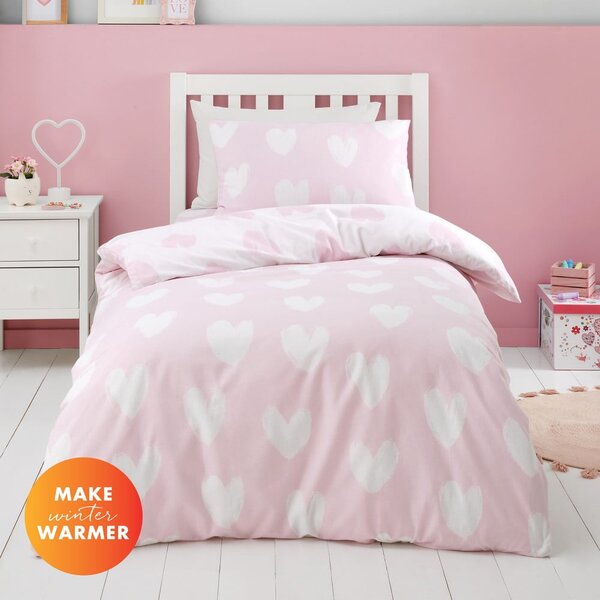 Biancheria da letto singola per bambini in flanella 135x200 cm Hearts - Catherine Lansfield