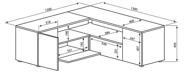 Tavolo TV grigio e bianco in cemento 130x46 cm Angle - TemaHome