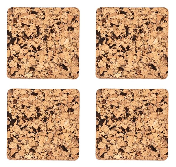 Sottobicchieri in sughero di colore naturale in set di 4 pezzi Querco - ZicZac