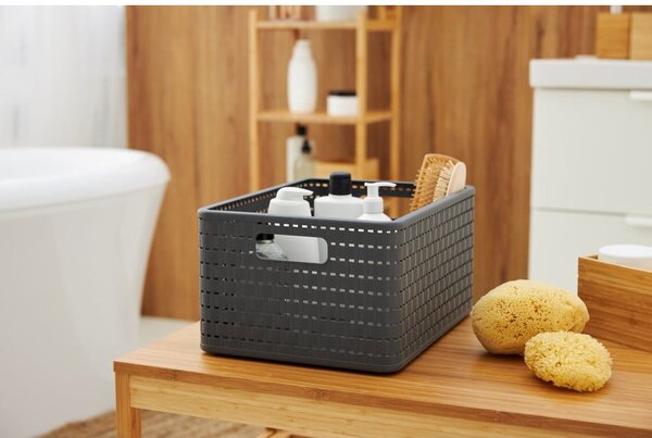 Cestino in plastica riciclata grigio scuro Country - Rotho