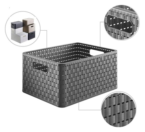 Cestino in plastica riciclata grigio scuro Country - Rotho