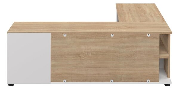 Tavolo TV in rovere decorato in bianco naturale 130x46 cm Angle - TemaHome
