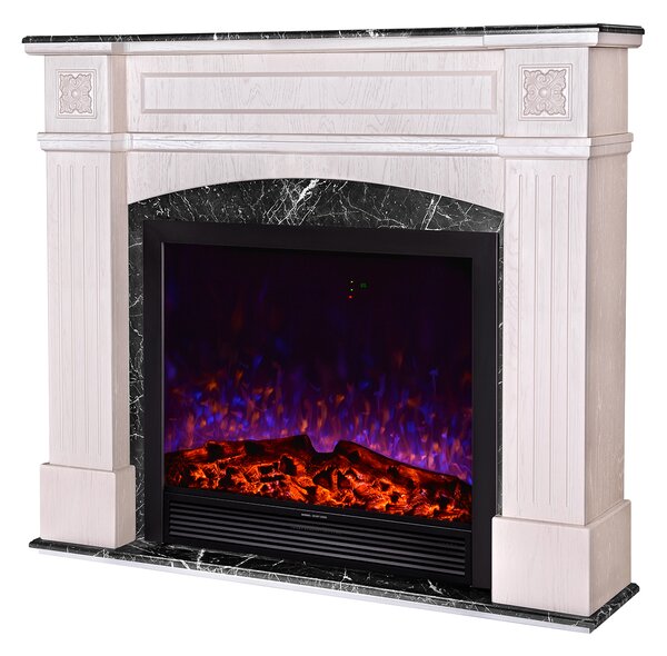 Camino Elettrico da Pavimento 136,5x157x32 cm Effetto Fiamma 1500W Josefina maxi & Maximus Ivory/dark gray