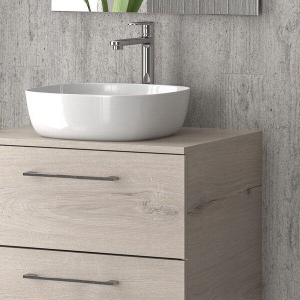Mobiletto bagno 60 cm con due cassetti e piano per lavabo appoggio EL-60P - KAMALU