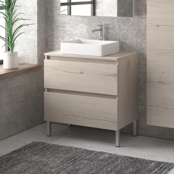 Mobile bagno a terra 80cm con due cassetti TOD-80P - KAMALU