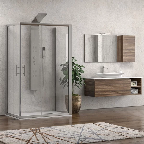 Box doccia 3 lati 90x110x90 apertura angolare vetro trasparente anticalcare KF1000 - KAMALU
