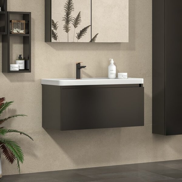 Mobile bagno sospeso 80cm cassetto e lavabo integrato SP-80 - KAMALU