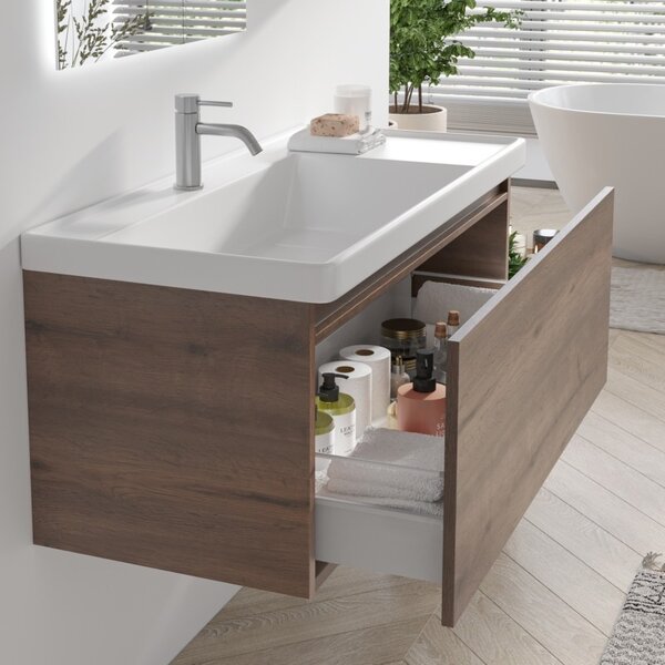Mobile bagno sospeso 100cm con cassetto e lavabo incasso SP-100 - KAMALU