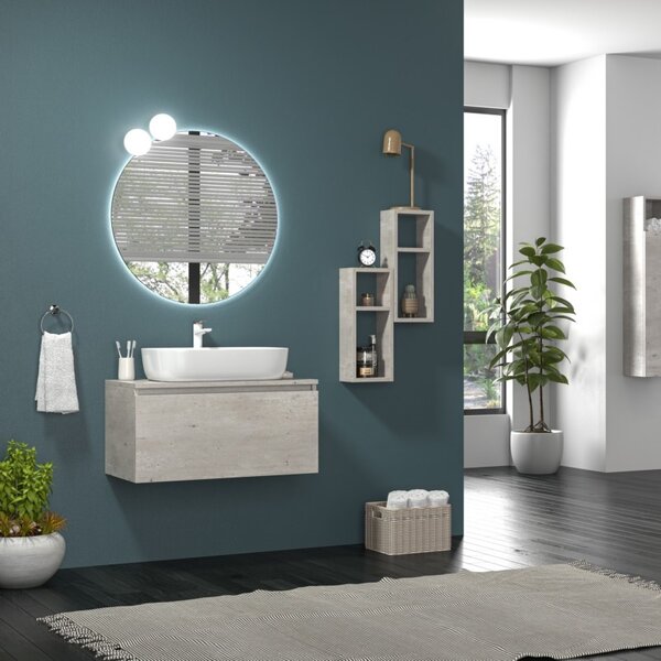 Mobile bagno sospeso 80cm con cassetto ammortizzato SP-80A - KAMALU