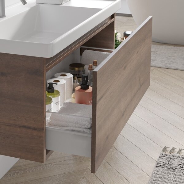 Mobile bagno sospeso 80cm cassetto e lavabo integrato SP-80 - KAMALU