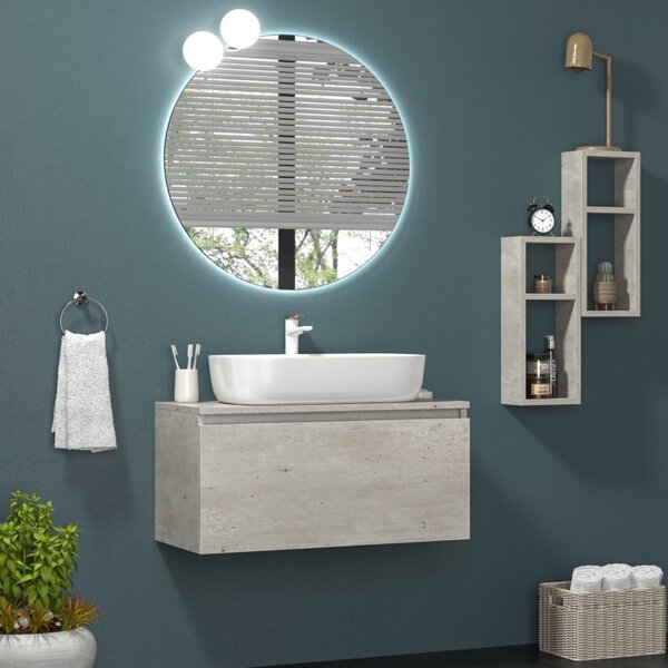 Mobile bagno sospeso 80cm con cassetto ammortizzato SP-80A - KAMALU