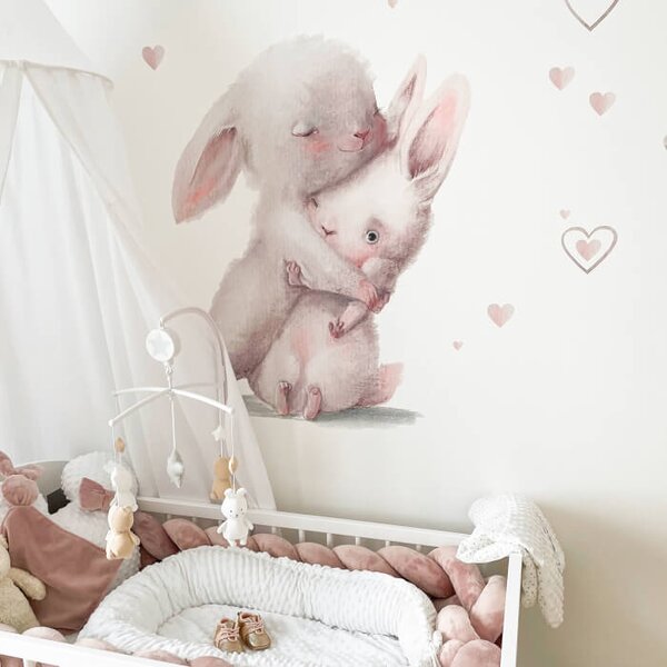 Adesivo Murale Per Cameretta - Coniglietti Con Ombrello - Little Deco DL601 - Made In Germany (53x47 Cm)